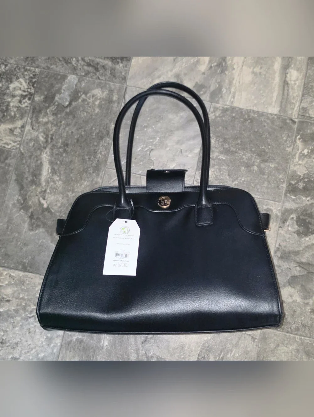 Time & Tru Maxwell Satchel Handbag In Black NWT